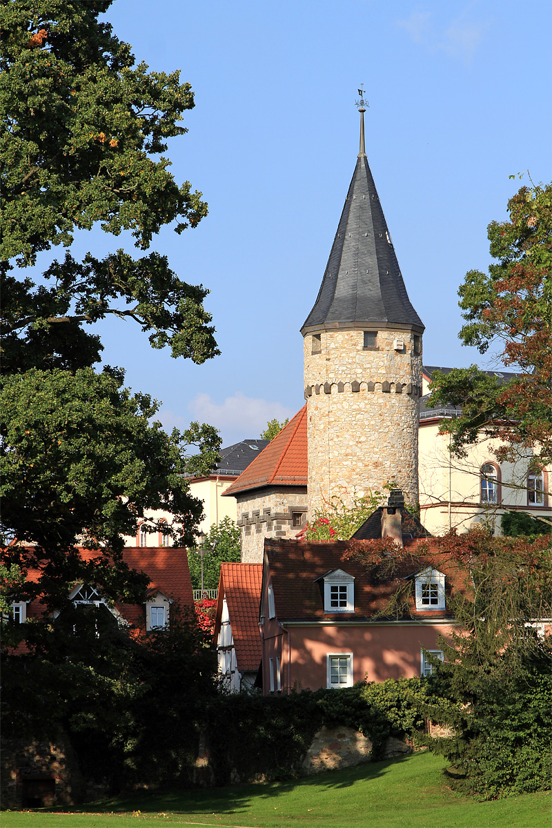 Bad Homburger Hexenturm vom Schlosspark aus fotografiert